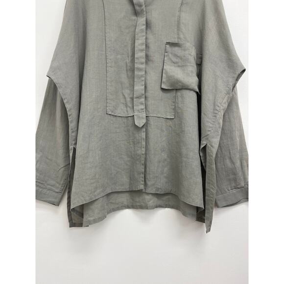 Annette Gortz Linda Oversized Boxy Lagenlook Minimalist Ramie Blouse - 40/Medium - Picture 8 of 13